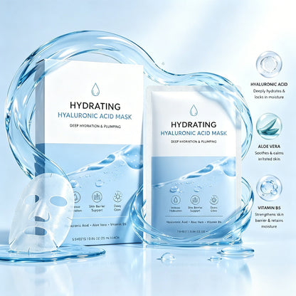 Hydrating Hyaluronic Acid Mask | Deep Hydration & Plumping, Skin Barrier Support, Dewy Glow