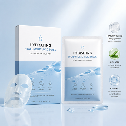 Hydrating Hyaluronic Acid Mask | Deep Hydration & Plumping, Skin Barrier Support, Dewy Glow