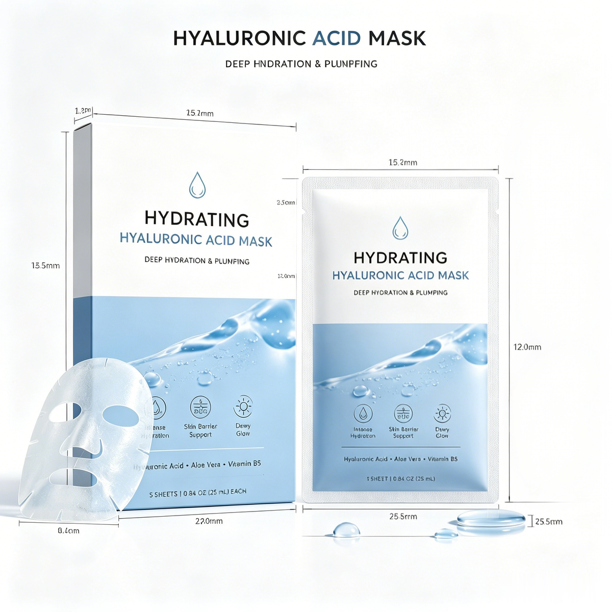 Hydrating Hyaluronic Acid Mask | Deep Hydration & Plumping, Skin Barrier Support, Dewy Glow