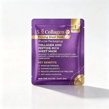 LUMINANCE SKINCARE 5X Collagen & Peptide-Rich Firming Sheet Mask | Anti-Aging, Improves Elasticity & Reduces Fine Lines