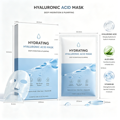 Hydrating Hyaluronic Acid Mask | Deep Hydration & Plumping, Skin Barrier Support, Dewy Glow