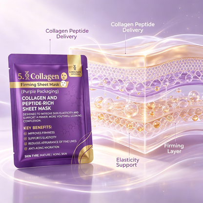 LUMINANCE SKINCARE 5X Collagen & Peptide-Rich Firming Sheet Mask | Anti-Aging, Improves Elasticity & Reduces Fine Lines
